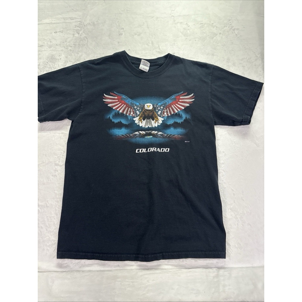 Colorado Patriotic Eagle Graphic Tee Shirt 2007 Size Medium Black Tee